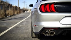 Ford Mustang Performance Exhaust - Rear - CORSA Performance - Axle-Back Sport with 4in Black Tips - Black - `18-`23